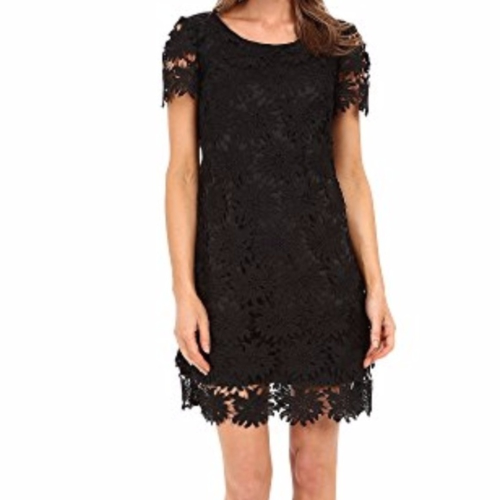 Adrianna Papell Scalloped Lace Flounce Hem Dress